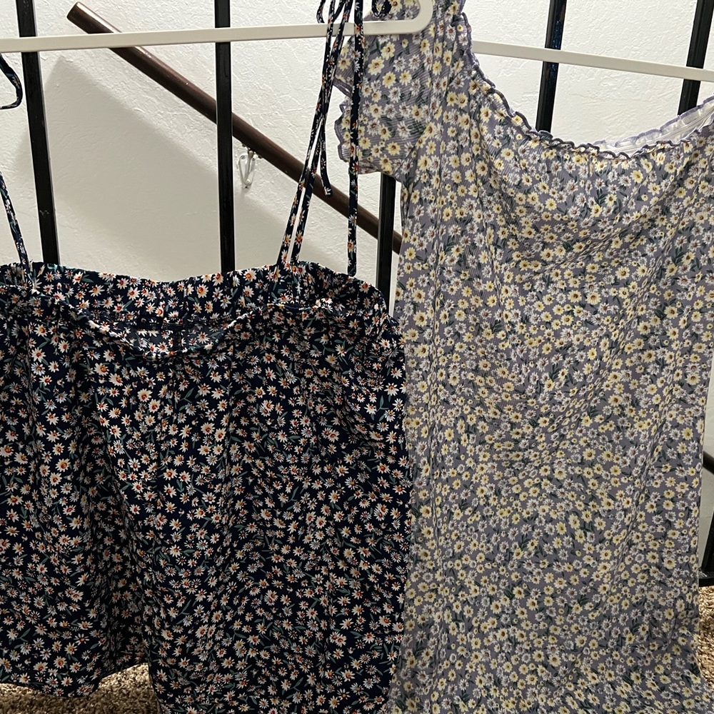 The dress on the right could be off the shoulders or on, it’s a short fitted